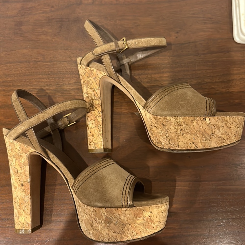Gucci Cork Platform Heels Tan 39 - Picture 4 of 5